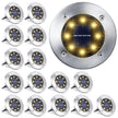 LYHOPE Solar Ground Lights Outdoor, 16 Pack 8 LED Solar Disk Lights Waterproof Garden In-ground Pathway Lights Landscape Lighting for Lawn,Yard,Deck,Patio,Walkway (Warm White) 🍁 All In One Marketplace Canada