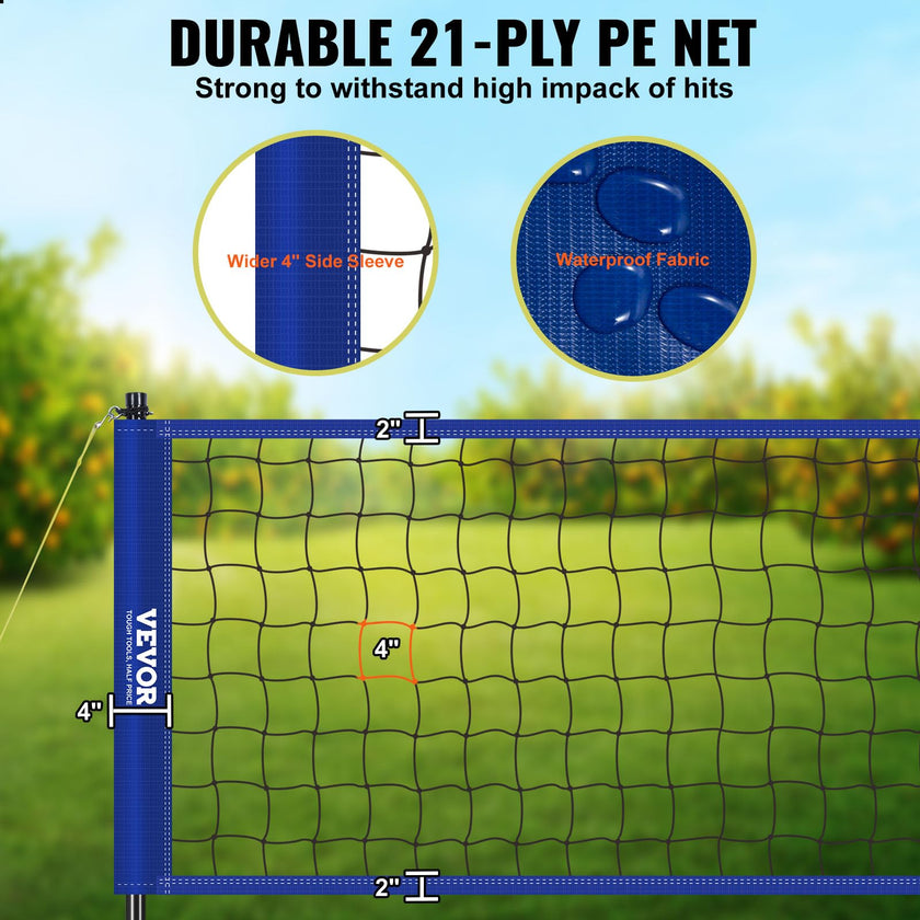VEVOR Outdoor Portable Volleyball Net System, Adjustable Height Steel Poles, Professional Volleyball Set with PVC Volleyball, Pump, Carrying Bag, Heavy Duty Volleyball Net for Backyard, Beach, Lawn 🍁 All In One Marketplace Canada