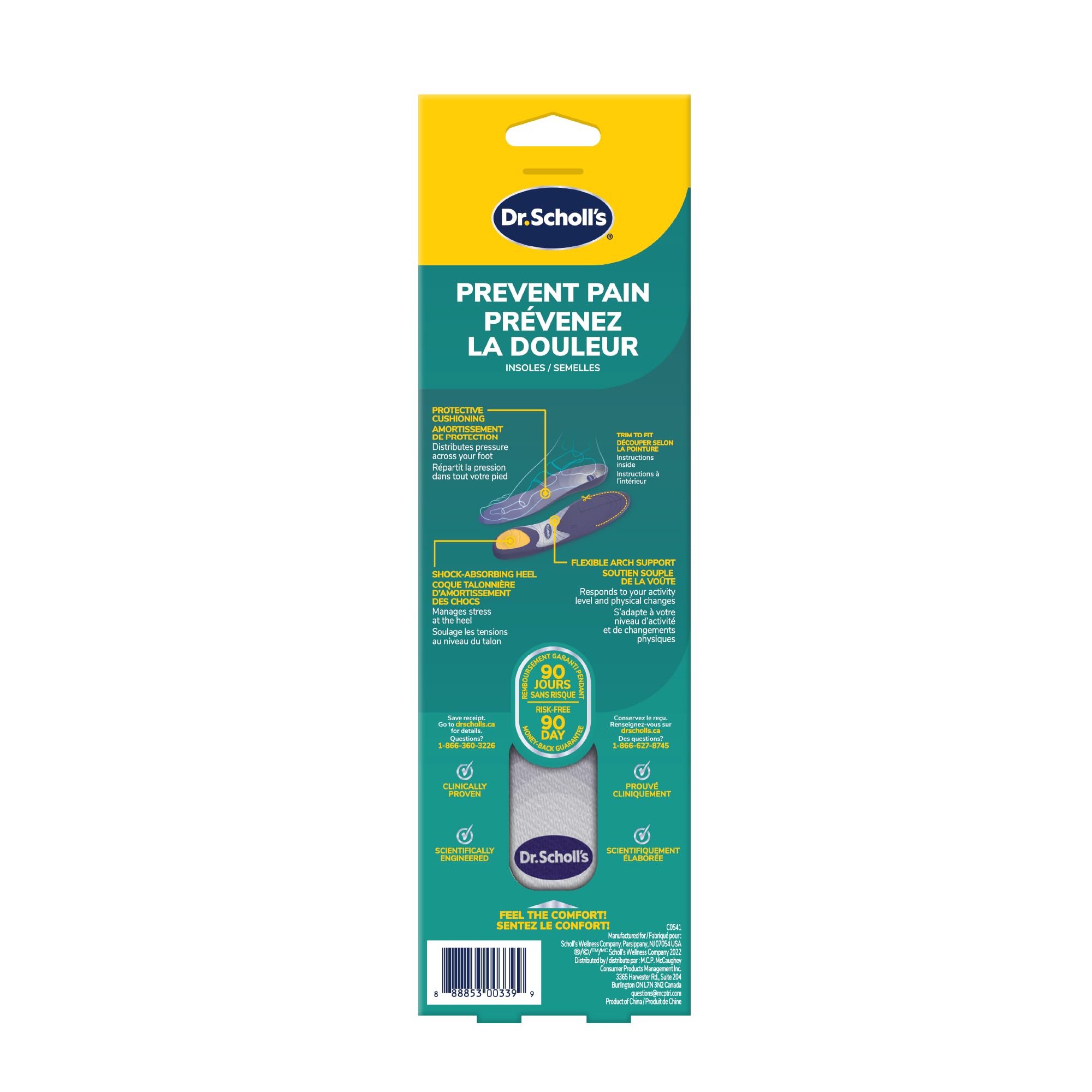 Dr. Scholl's Prevent Pain Protective Insoles, Protect Against Foot, Knee, Lower Back Pain, Promote Foot Health & Wellness, Trim to Fit Insert, Women Shoe Size 8-14, 1 Pair 🍁 All In One Marketplace Canada