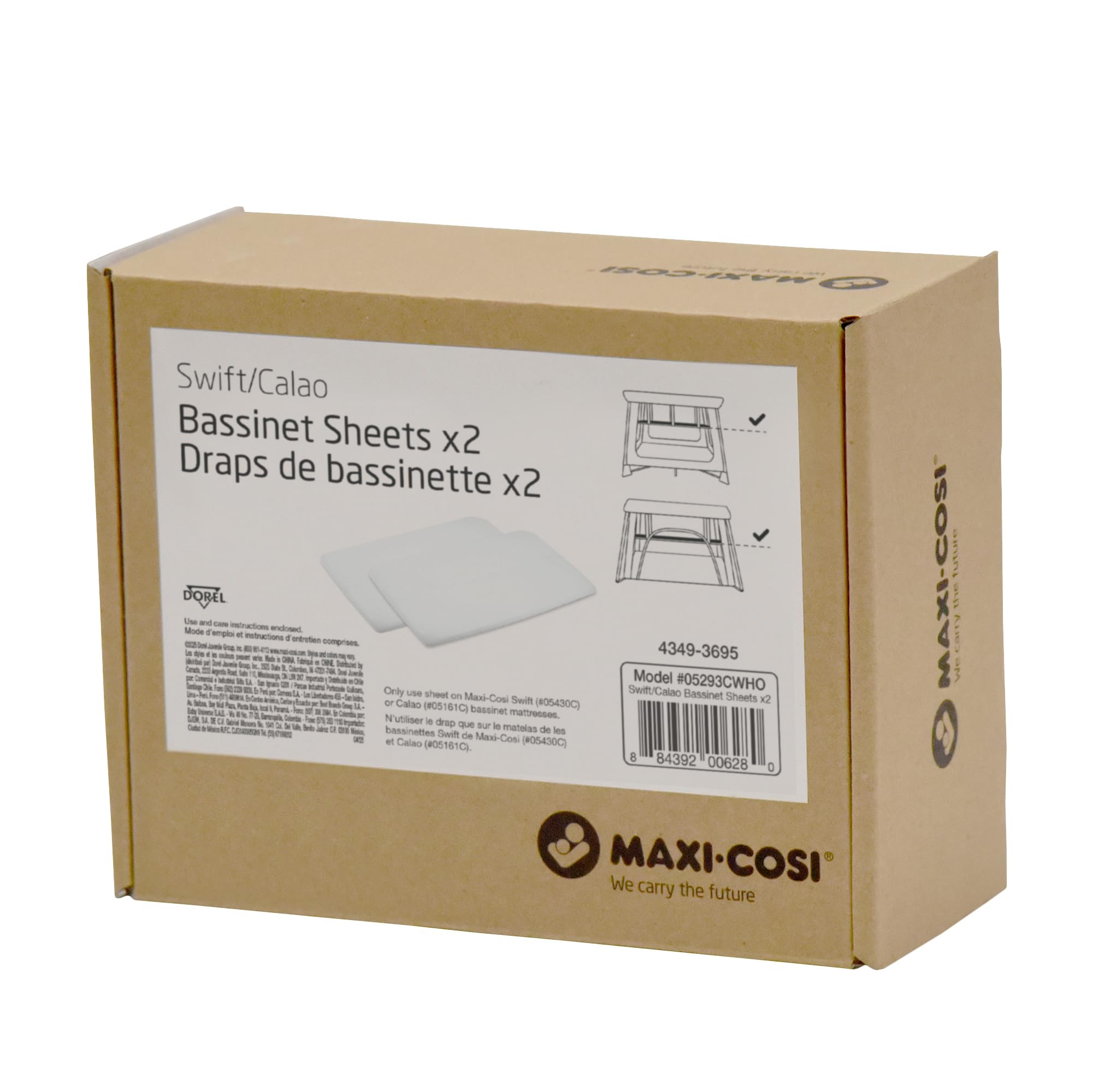 Maxi-Cosi Swift/Calao Bassinet Mode Fitted Sheets – 2-Pack, 100% Cotton, Soft and Breathable, Durable, Perfect Fit for Playard Bassinet Mattress, Machine Washable, Baby Bedding Essentials 🍁 All In One Marketplace Canada