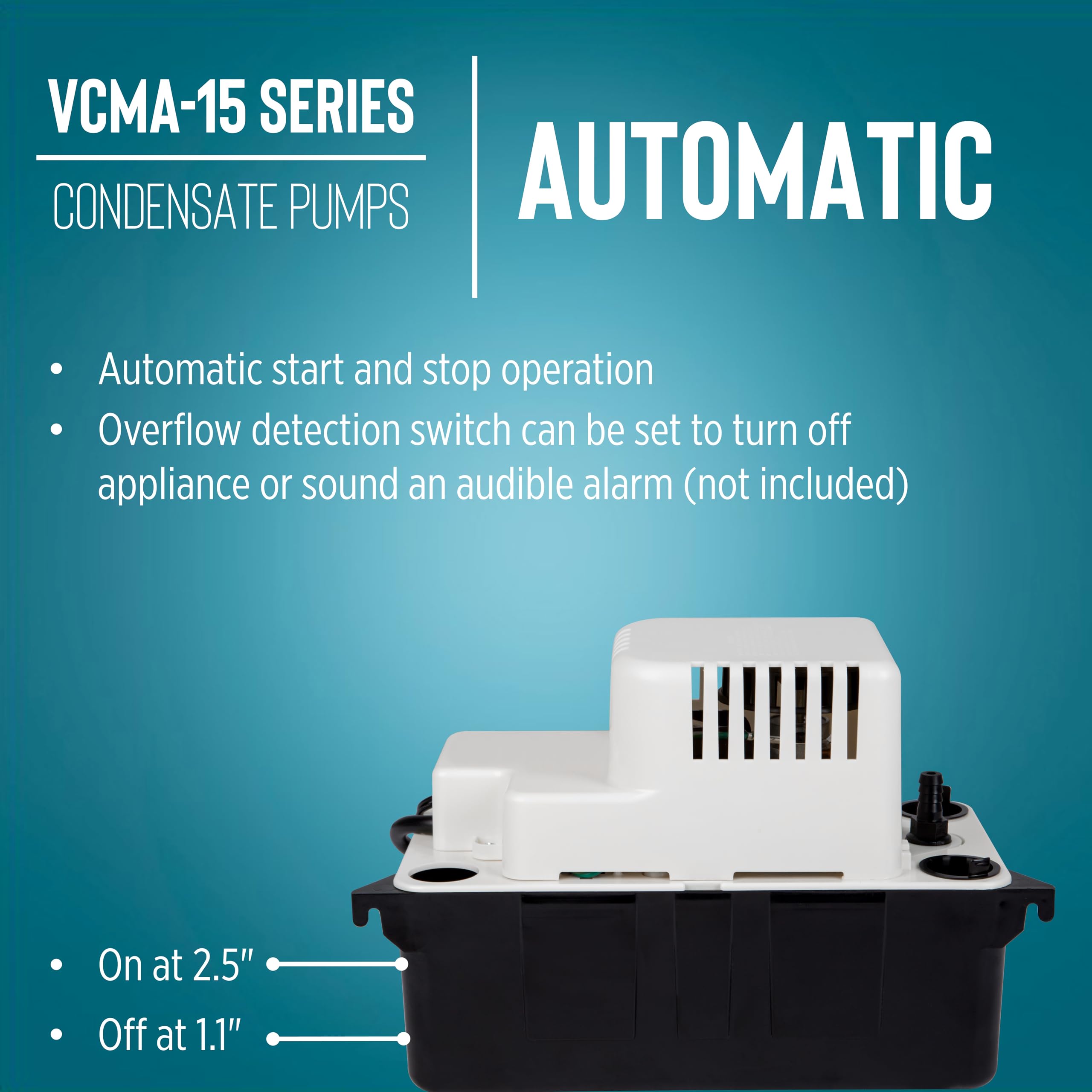 Little Giant VCMA-15ULST 115 Volt, 65 GPH, 1/50 HP Automatic Condensate Removal Pump for HVAC/Refrigeration Systems/Dehumidifiers with Overflow Detection Switch and 20-Foot Tubing, Black/White, 554415 🍁 All In One Marketplace Canada