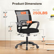 BestOffice | Ergonomic Office Chair | Mid-Back Swivel Desk Chair | Breathable Backrest & Lumbar Support | Adjustable Height | Sponge Seat | Rolling Wheels | Dark Black | for Adults & Women 🍁 All In One Marketplace Canada