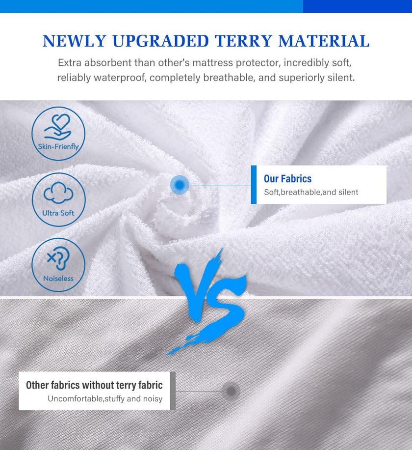 Twin Mattress Protector,Twin Mattress Cover Waterproof Mattress Protector Twin for Kids,Noiseless Soft Breathable Terry Twin Mattress Pad for Kids Pets Adults 39