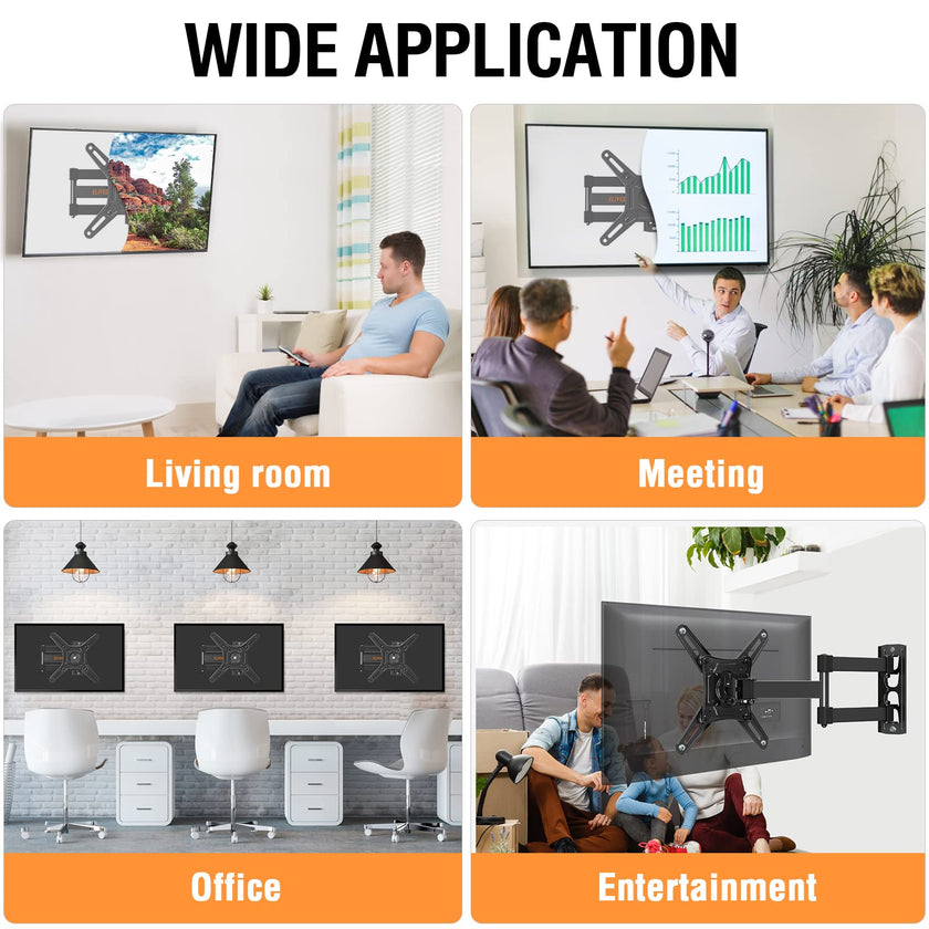 ELIVED Full Motion TV Monitor Wall Mount for Most 14-42 Inch LED LCD Flat Screen TVs & Monitors, Swivel Tilt Extension Rotation TV Mount Bracket Max VESA 200x200mm, up to 44 lbs 🍁 All In One Marketplace Canada