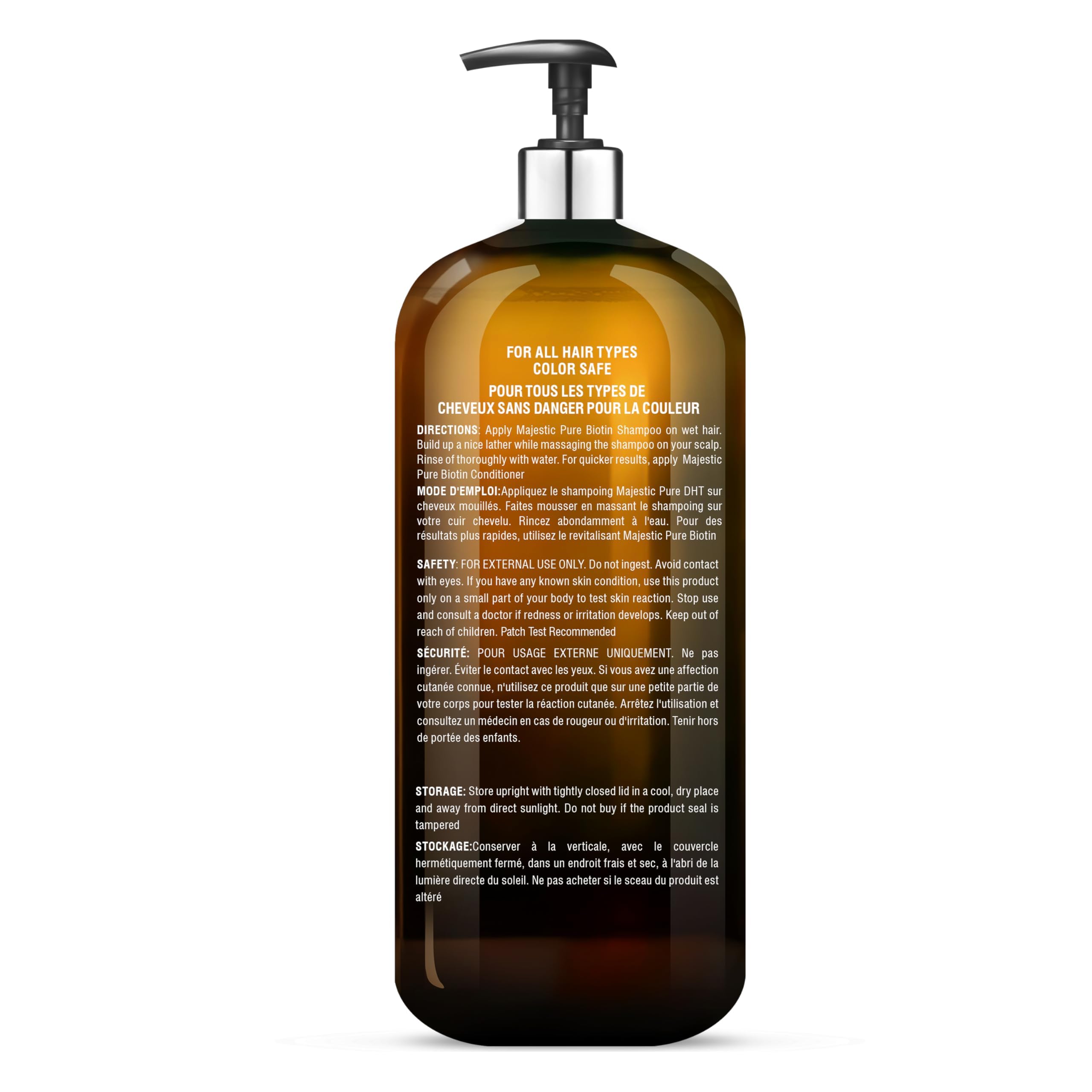 Majestic Pure Biotin Shampoo - Volumizing Shampoo for Hair Loss - with DHT-3 Blocker - Hydrating & Nourishing - Sulfate Free, for Men & Women - Thin Hair Shampoo - 16 fl oz 🍁 All In One Marketplace Canada