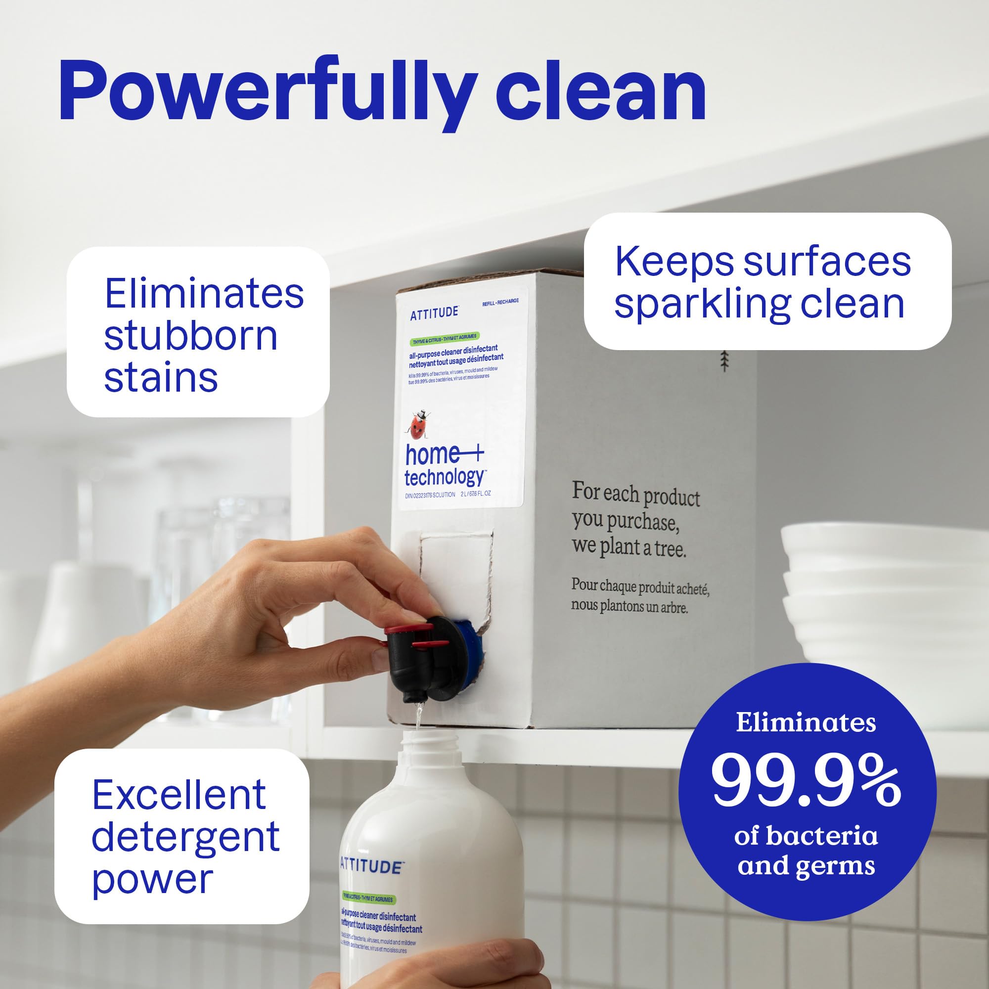 ATTITUDE Disinfectant Spray, All Purpose Cleaner with 99.99% Germ & Virus Elimination, Vegan & Plant-Based, Multi-Surface, Made in Canada, Unscented, 800 mL (Pack of 3) 🍁 All In One Marketplace Canada