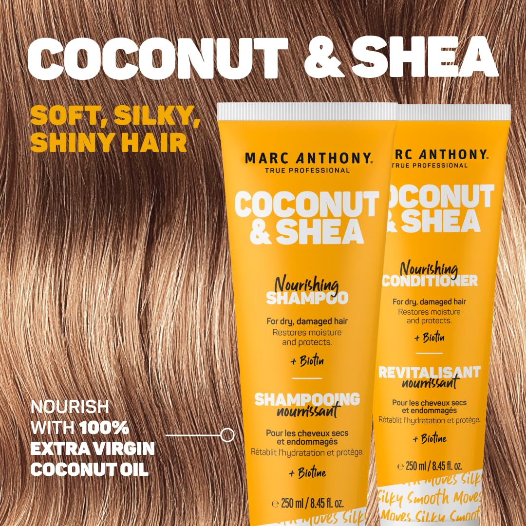 Marc Anthony Coconut Oil & Shea Butter Shampoo & Conditioner – Biotin & Keratin - Sulfate Free, Color Safe, Anti Frizz Hair Shampoo & Conditioner Gift Set for Dry Damaged Hair 🍁 All In One Marketplace Canada