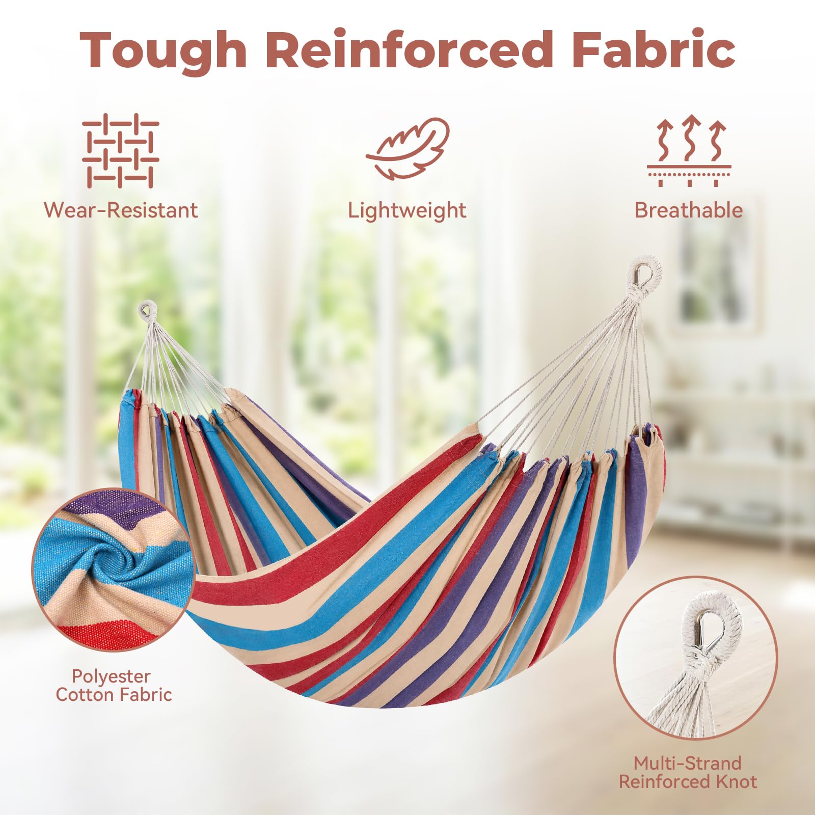Hammock with Stand, Ohuhu Double Hammock with Space Saving Steel Stand & Pillow 2 Person Hammocks with Portable Carrying Bag for Camping Garden Patio Indoor Use Gift for Birthday, Tropical 🍁 All In One Marketplace Canada