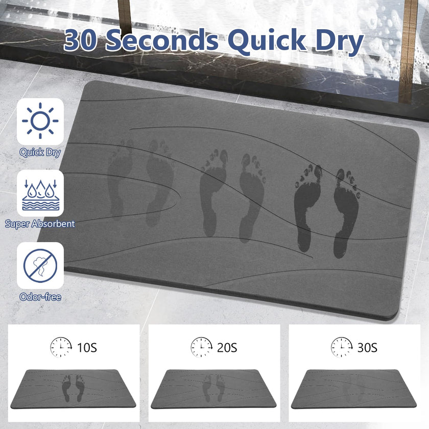 Ceecysaa 80x50cm Stone Bath Mat, Diatomaceous Earth Quick Dry Non Slip, Dark Gray 🍁 All In One Marketplace Canada