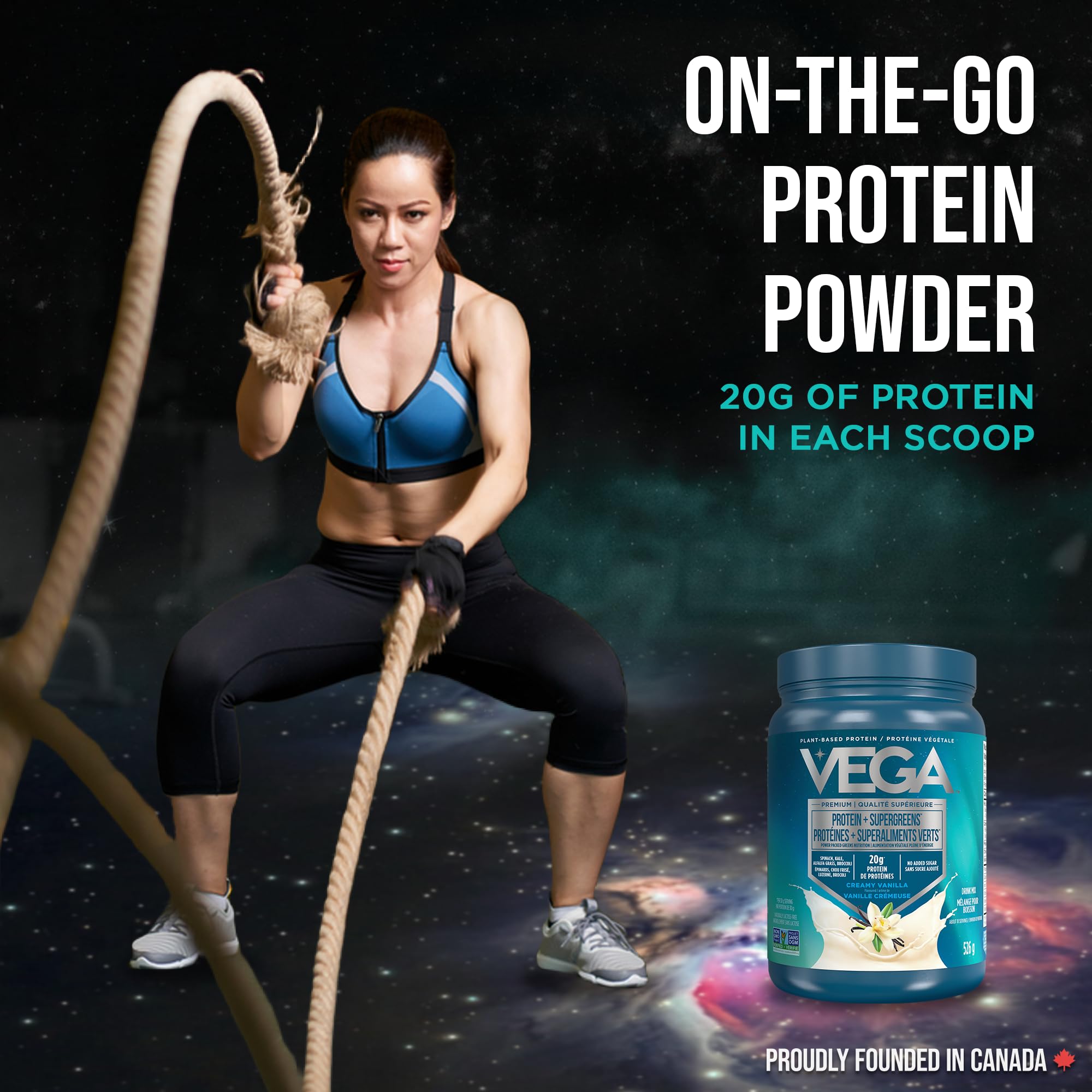 Vega Protein + Supergreens - 20g Plant-Based Pea Protein with Veggies, Vanilla, 18 Servings, Vegan Keto, Non-GMO, Gluten Free, Dairy Free, Low Carb, 526g (Packaging May Vary) 🍁 All In One Marketplace Canada