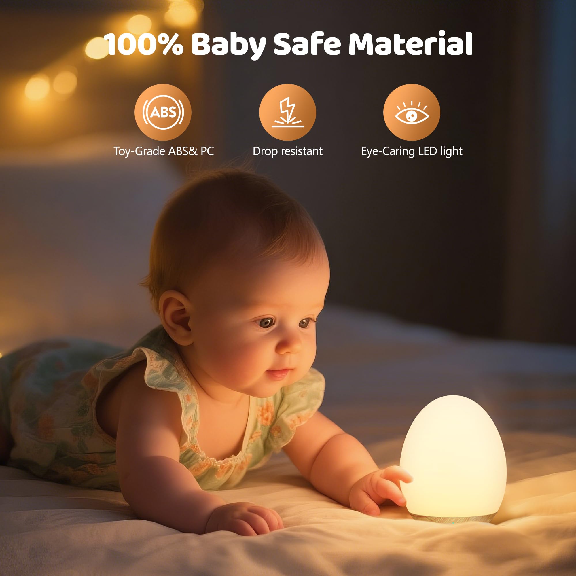 Night Lights for Kids, MediAcous Baby Night Light with 7 Colors Changing & Dimming Function, Rechargeable Kids Night Light with 1 Hour Timer & Touch Control, Up to 100H, Wood Grain 🍁 All In One Marketplace Canada