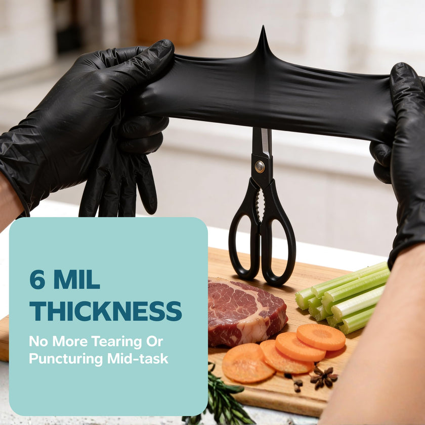 Gusto Black Nitrile Gloves [100 Count] Disposable Heavy Duty 6 Mil - Large 🍁 All In One Marketplace Canada