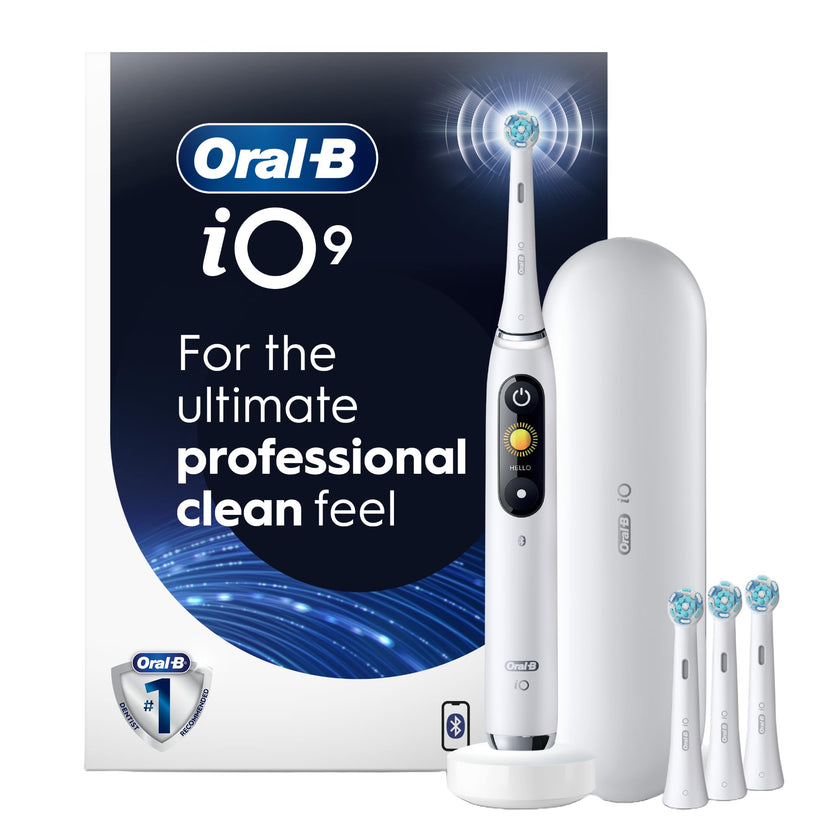 Oral-B iO Series 9 Electric Toothbrush with 4 Oral-B Replacement Brush Heads, White Alabaster 🍁 All In One Marketplace Canada