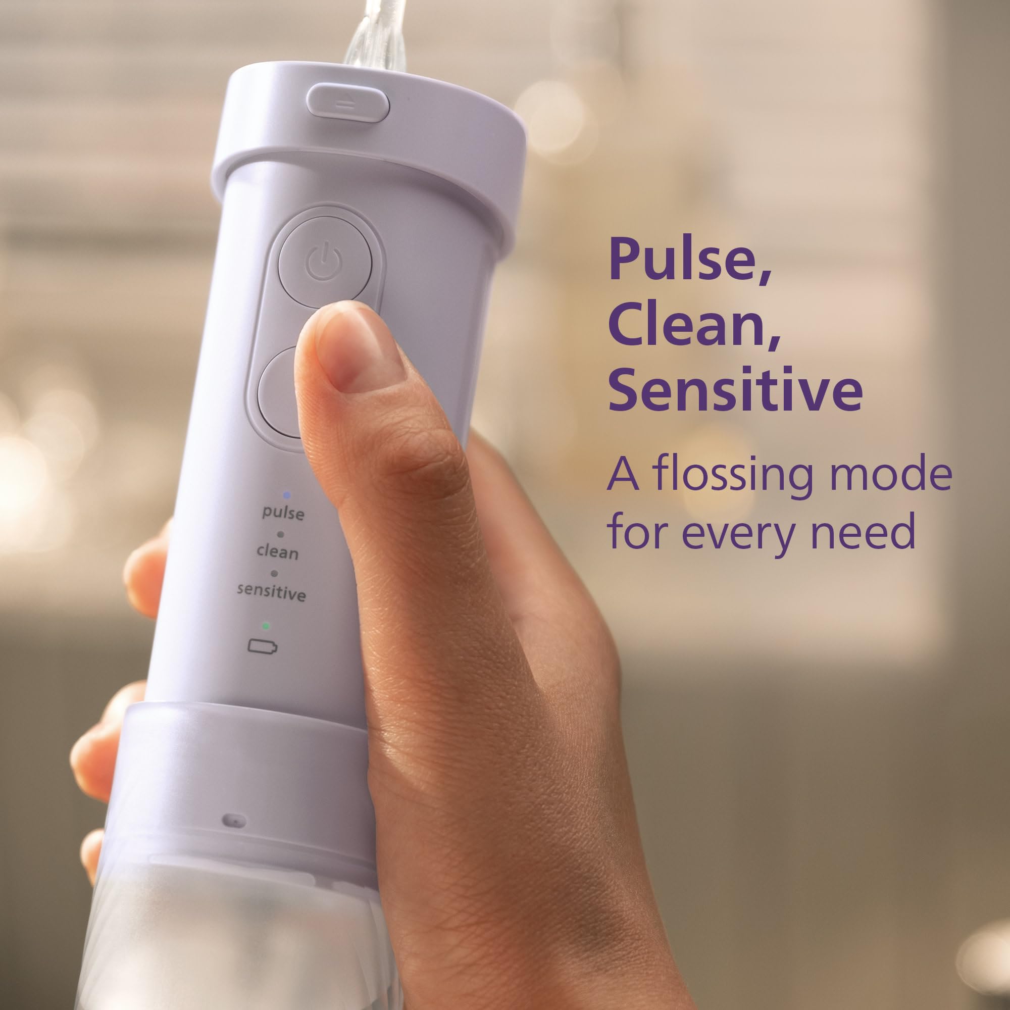 Philips Sonicare Compact Flosser 1000, Portable Water Flosser with 3 Flossing Modes, IPX7 Waterproof Oral Irrigator, Travel Friendly, Purple, Model HX3333/23 🍁 All In One Marketplace Canada