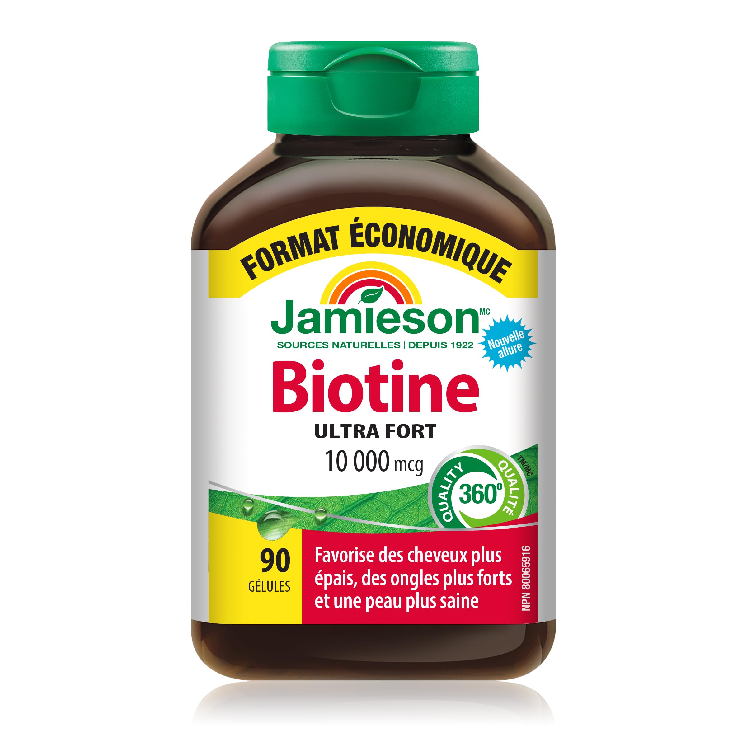 Jamieson Ultra Potency Biotin 10,000 mcg, 90 Softgels. Easy to Swallow, Supports Thicker Hair, Healthier Skin and Stronger Nails. No Artificial Flavours, Colours, or Preservatives, Proudly Canadian 🍁 All In One Marketplace Canada