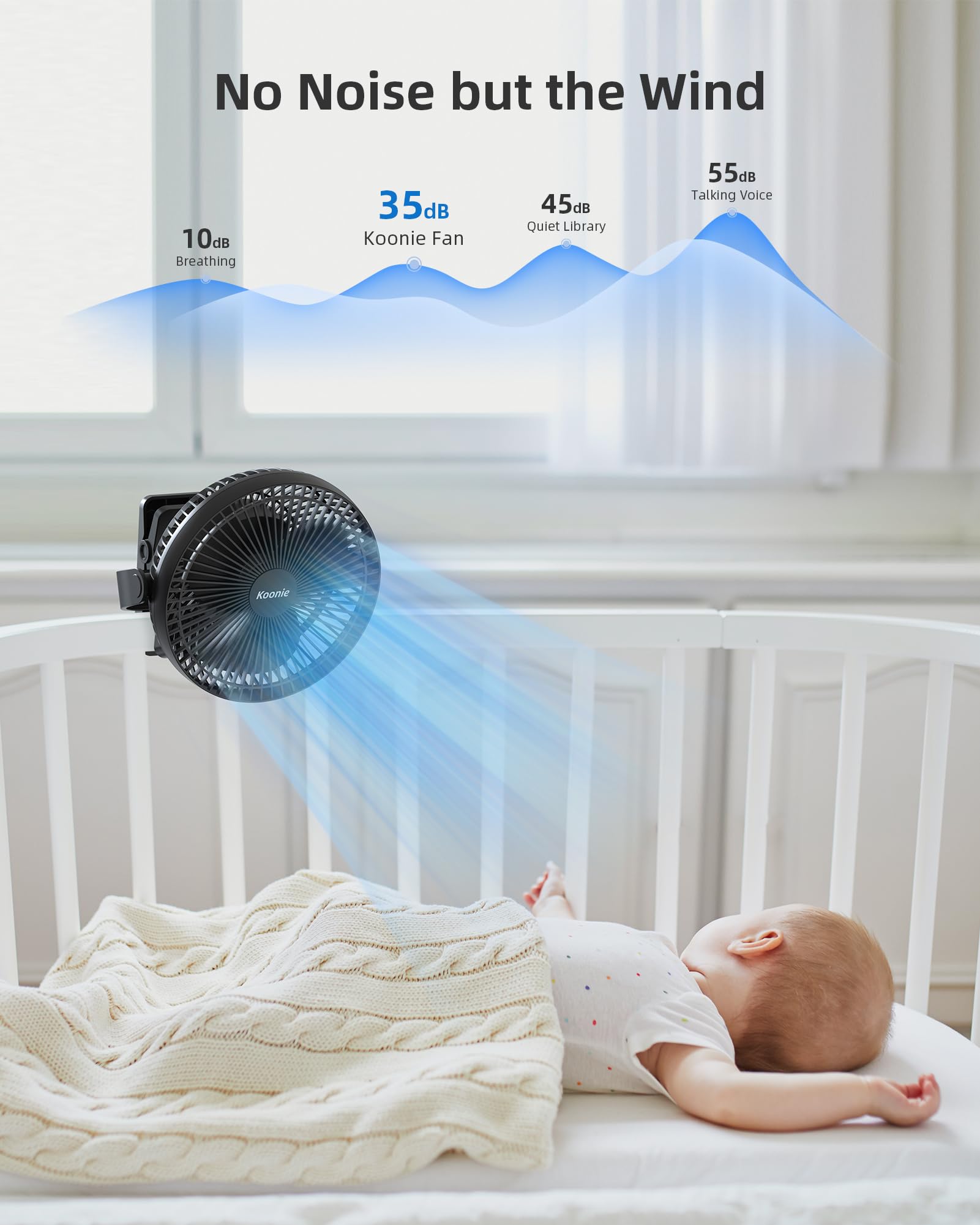Koonie 10000mAh Clip on Fan Rechargeable, 8-Inch Battery Operated Desk Fan, USB Fan with 4 Speeds, Strong Airflow Sturdy Clamp for Golf Cart Office Desk Outdoor Travel Camping Tent Gym Treadmill,Black 🍁 All In One Marketplace Canada