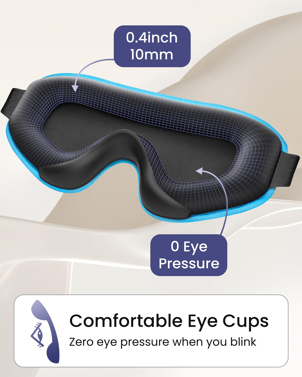 WAOAW Sleep Mask Blackout, Eye Mask for Sleeping - 3D Breathable Soft Comfortable， Adjustable Light Blocking Night Sleeping Mask（Blue） 🍁 All In One Marketplace Canada