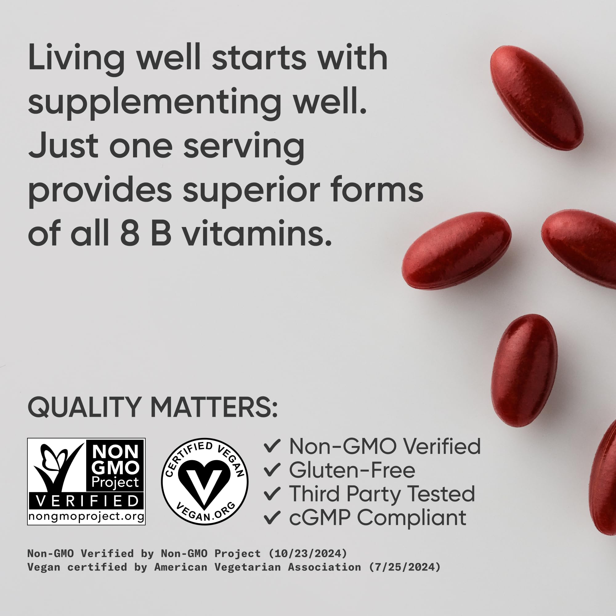 Sports Research® Vitamin B-Complex - Full Spectrum of B Vitamins with Methylated B12 & Folate - Gluten Free · Plant-Based · Non-GMO · Vegan-Friendly Formula - 120 Veggie Softgels 🍁 All In One Marketplace Canada