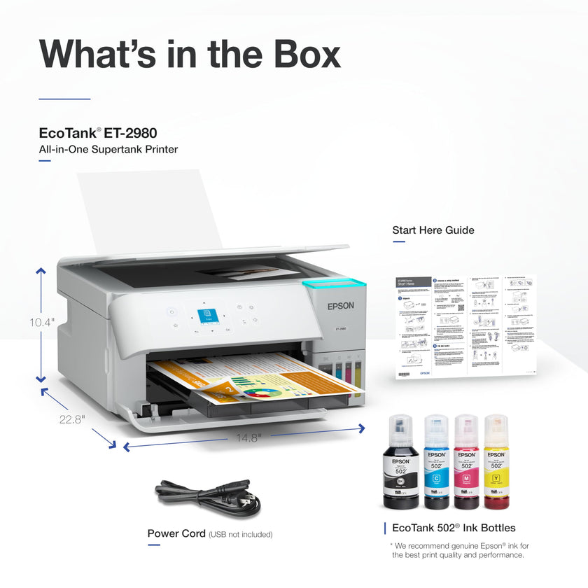 Epson EcoTank ET-2980 Wireless Color All-in-One Supertank Printer - White 🍁 All In One Marketplace Canada