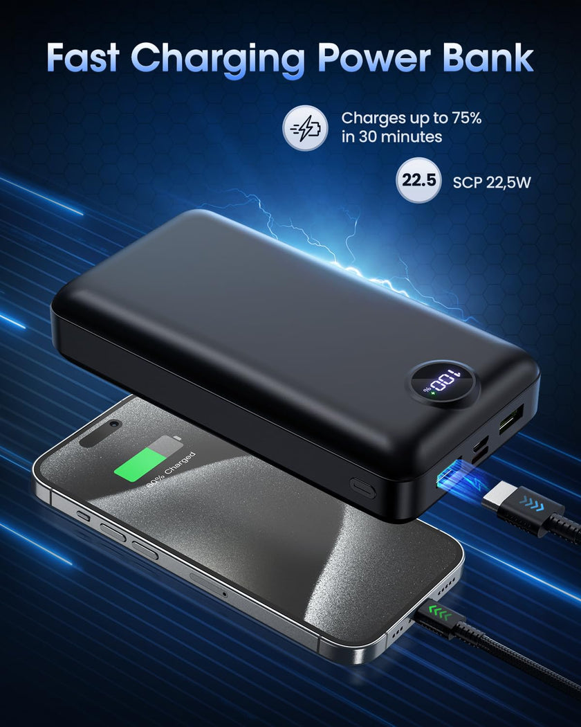 Power Bank Fast Charging 50000mAh 22.5W Portable Charger USB C Quick Charge with 3 Outputs & 2 Inputs LED Display Huge Capacity External Battery Pack for iPhone, Samsung, iPad etc 🍁 All In One Marketplace Canada