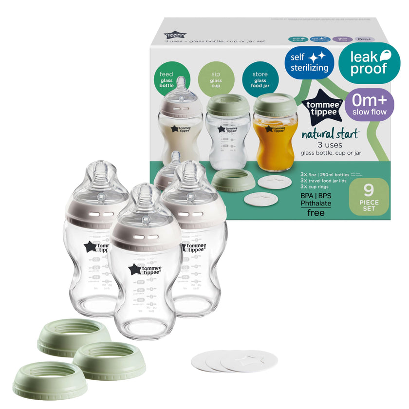 Tommee Tippee Natural Start Glass Baby Bottles, 0m+, 9oz/260ml 🍁 All In One Marketplace Canada