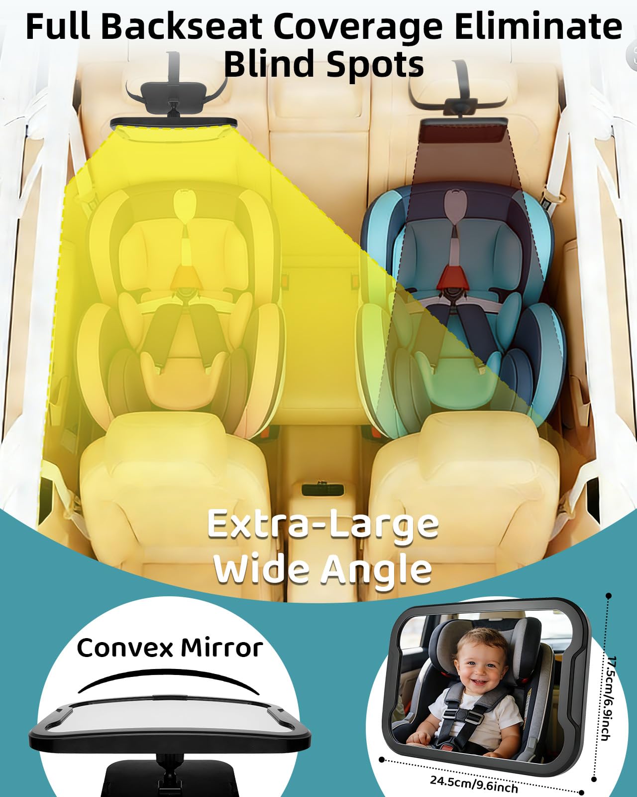 Zacro Baby Car Mirror, Shatter-Proof Acrylic Baby Mirror for Car, Rearview Baby Mirror-Easily to Observe The Baby's Every Move, Safety and 360 Degree Adjustability 🍁 All In One Marketplace Canada