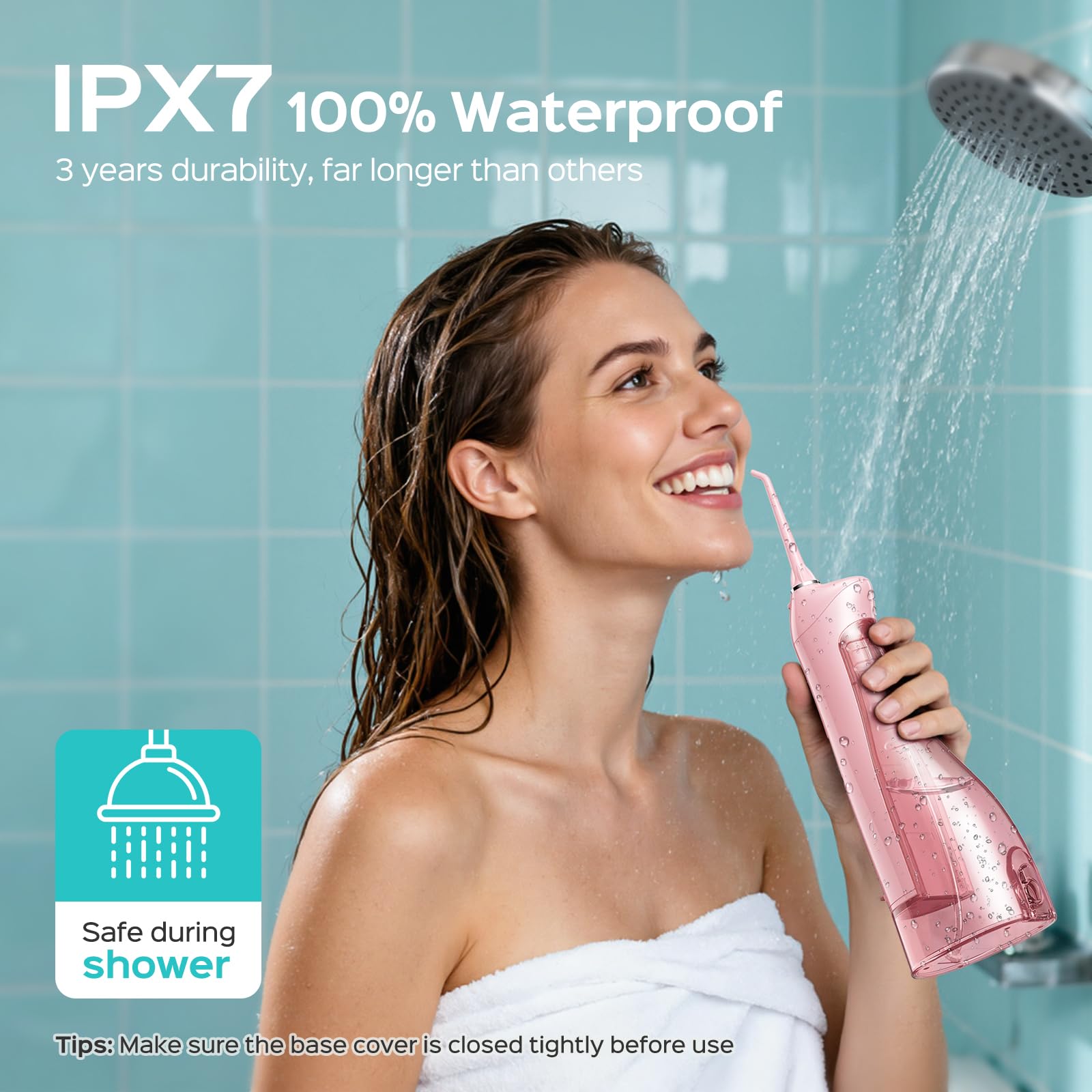 COSLUS Water Teeth Flosser C20 (F5020E): 300ML Electric Water Tooth Floss Cordless Jet Flossers for Teeth Cleaning IPX7 Waterproof Rechargeable Portable Travel Floss Light-Pink 🍁 All In One Marketplace Canada