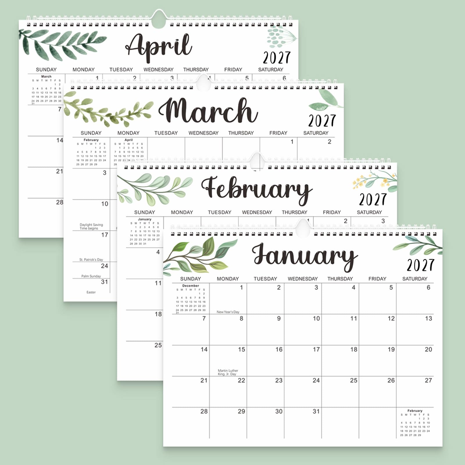 Wall Calendar 2026-2027, 15X12 inch Large Calendar Family Personl Organizer, 21 Months Runs from April 2026 through December 2027, Perfect for Organizing for Office Home (Leaf) 🍁 All In One Marketplace Canada
