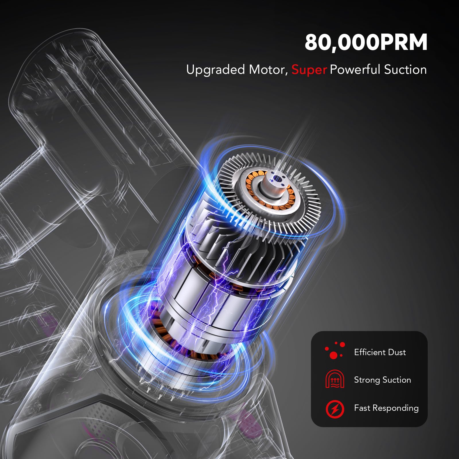 Cordless Vacuum Cleaner, 80,000PRM Stick Vacuum with 2 Powerful Suction Modes, Max 40 Mins Runtime, Protable 2600mAh Rechargeable Battery Vacuum Cleaner for Home (Pale Red) 🍁 All In One Marketplace Canada
