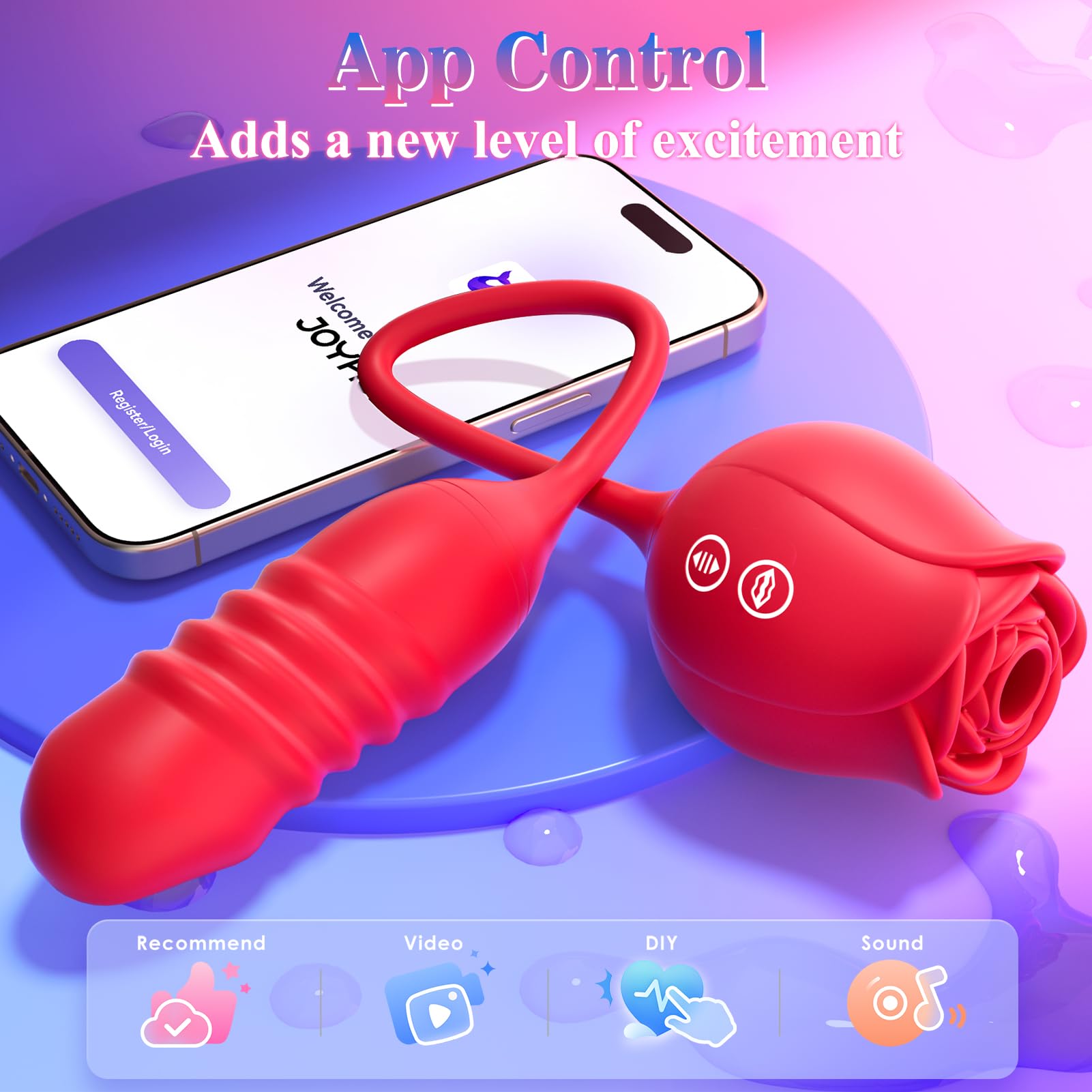 Neworld Sex Toys Rose Vibrator with 9 Sucking & Thrusting Dildo Vibrators 🍁 All In One Marketplace Canada