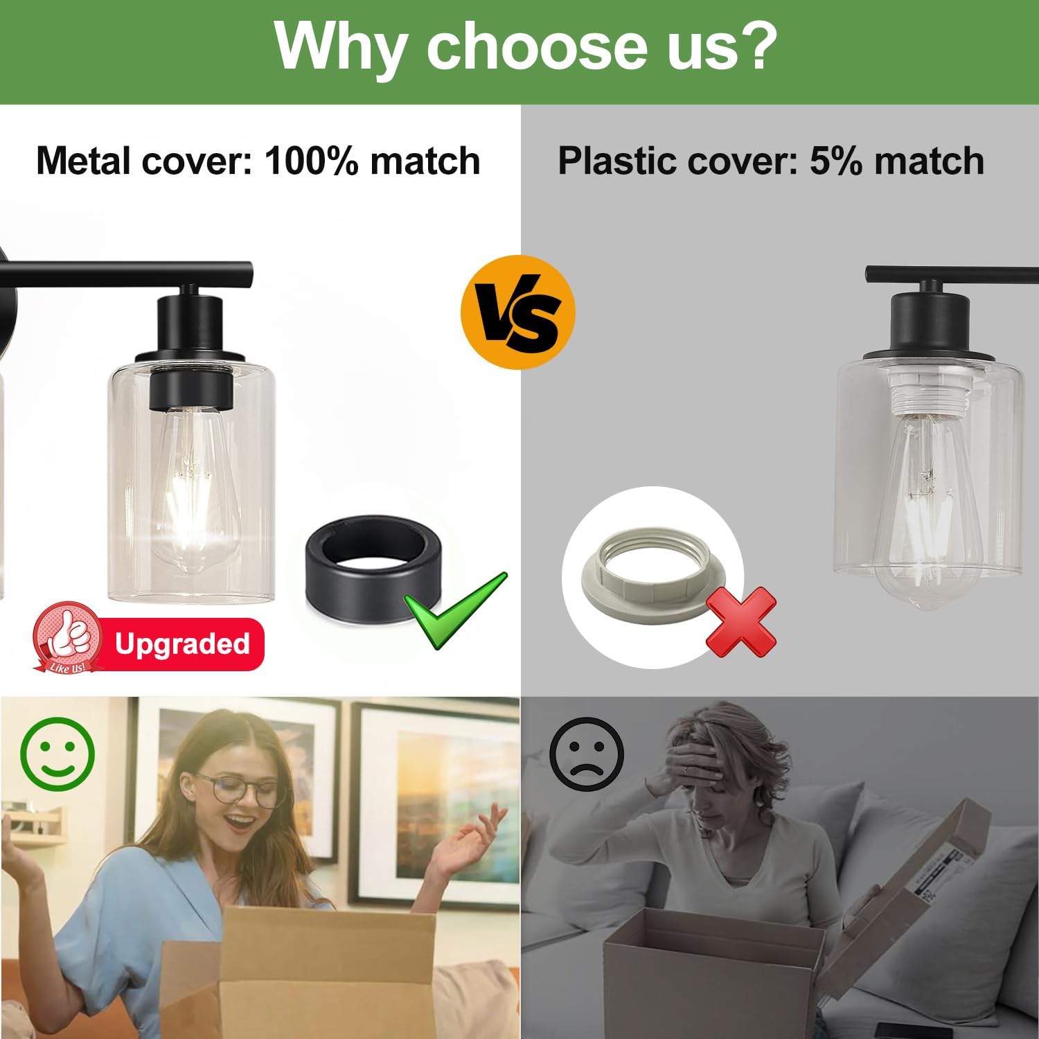 3-Light Bathroom Light Fixtures, Black Bathroom Wall Lights, Modern Bathroom Vanity Light with Clear Glass Shade, Bathroom Wall Lamp for Mirror Kitchen Bedroom Living Room 🍁 All In One Marketplace Canada