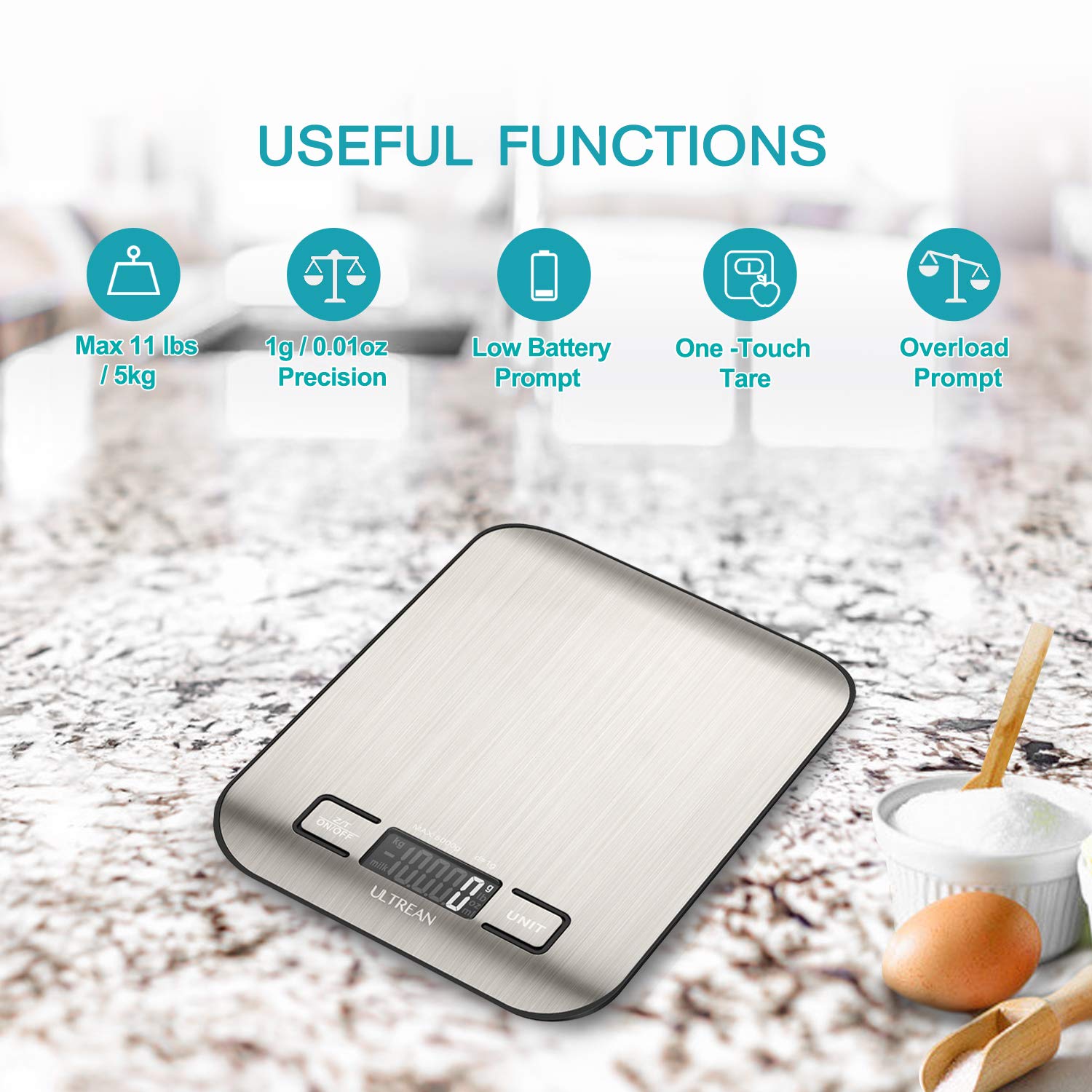 Ultrean Food Scale, Digital Kitchen Scale Weight Grams and Ounces for Baking and Cooking, 6 Units with Tare Function, 5kg/11lb (Batteries Included) 🍁 All In One Marketplace Canada