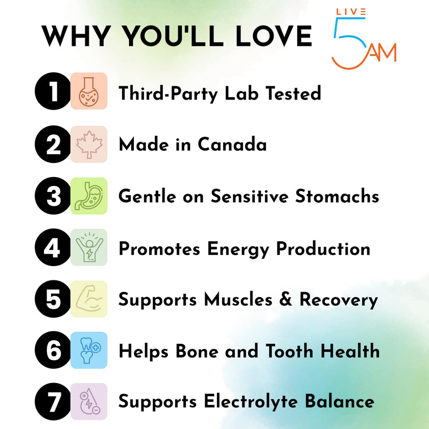 Live 5AM Magnesium L-Threonate | 144 mg Elemental Magnesium per 3 Capsules, Helps in Energy Metabolism, Bone and Teeth Maintenance, Muscle Function and Electrolyte Balance, 120 Vegan Capsules, Made in Canada 🍁 All In One Marketplace Canada