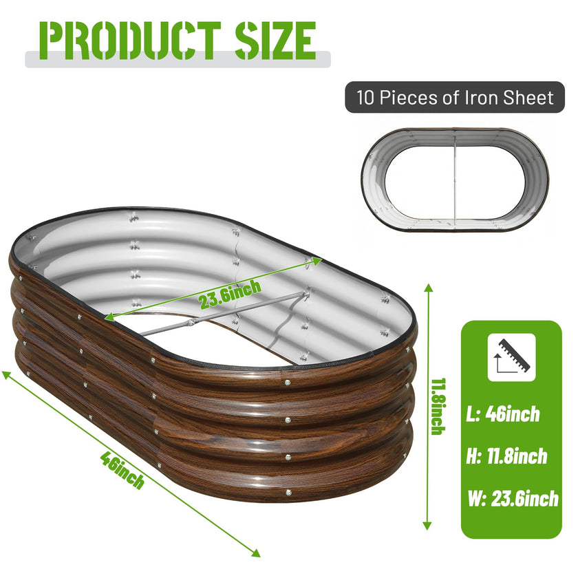 SnugNiture Galvanized Raised Garden Bed Outdoor, 2 Pcs 4x2x1ft Oval Metal Planter Box for Planting Plants Vegetables, Brown 🍁 All In One Marketplace Canada