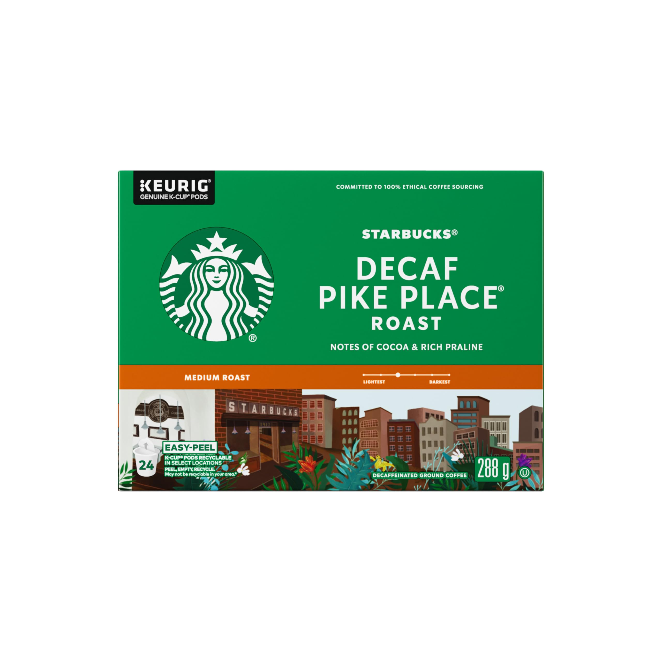 STARBUCKS Pike Place Decaf Roast Medium Roast Ground Coffee K-Cup Pods Box, 288 g 🍁 All In One Marketplace Canada
