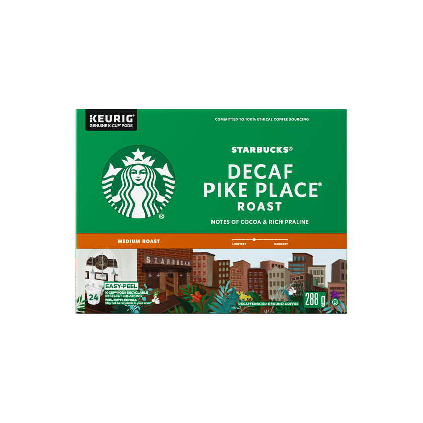 STARBUCKS Pike Place Decaf Roast Medium Roast Ground Coffee K-Cup Pods Box, 288 g 🍁 All In One Marketplace Canada
