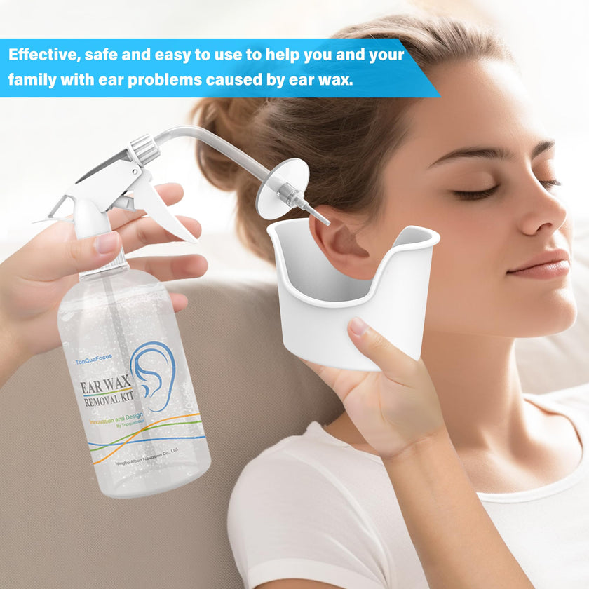 TopQuaFocus 500ml Earwax Remover Ear Cleaner Irrigation Tool Ear wax Removal Flushing System Earwax Cleaning Spray Bottles Ear Flush System for Adults & Kids (16.9oz) 🍁 All In One Marketplace Canada