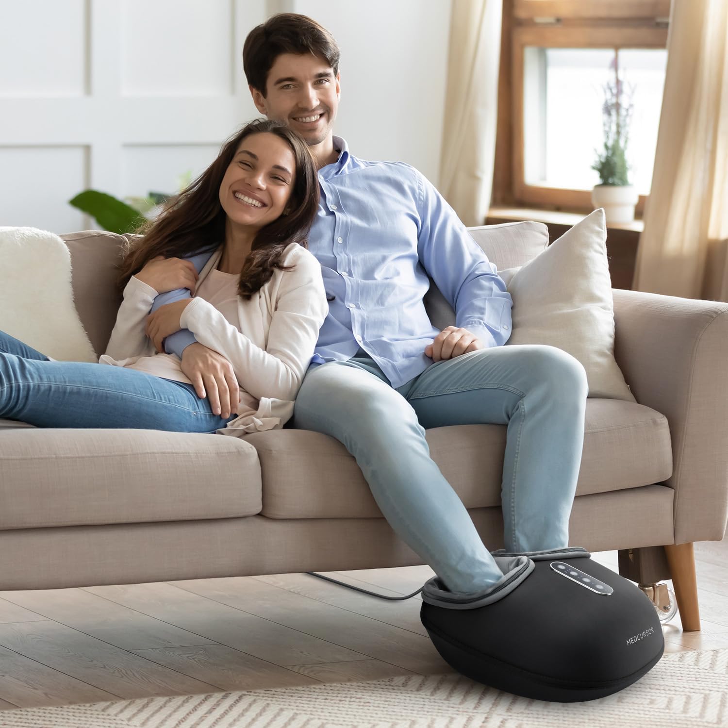 Medcursor Electric Shiatsu Foot Massager Machine with Soothing Heat, Deep Kneading for Foot Pain and Circulation, Multi-Level Settings & Air Compression, for Home or Office Use 🍁 All In One Marketplace Canada