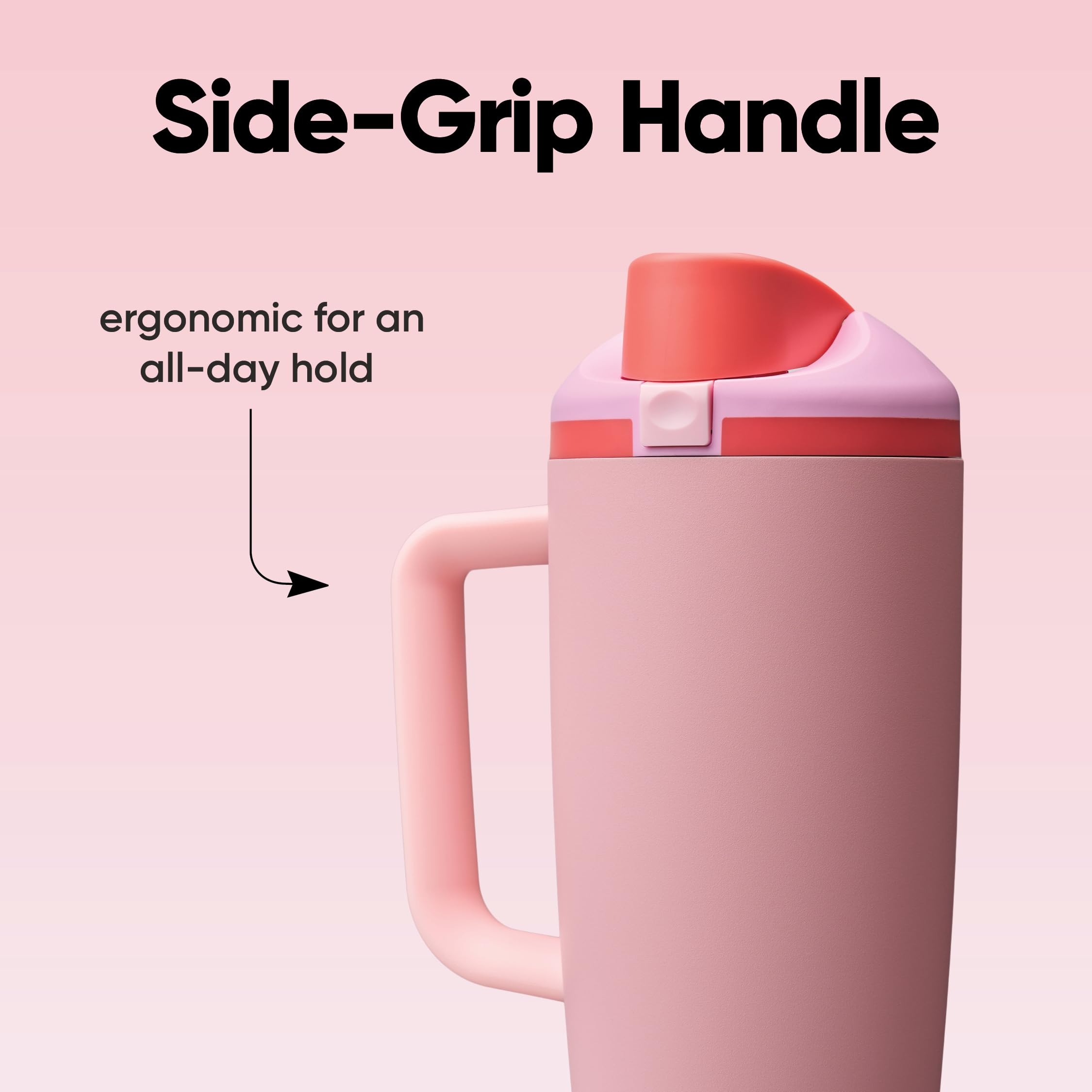 Owala FreeSip Tumbler Insulated Stainless Steel Water Bottle with Built-in Straw and Side Handle, for Travel, Work, School, and Sports, 40oz, BPA Free, Leak Proof, Angel Food Cake 🍁 All In One Marketplace Canada