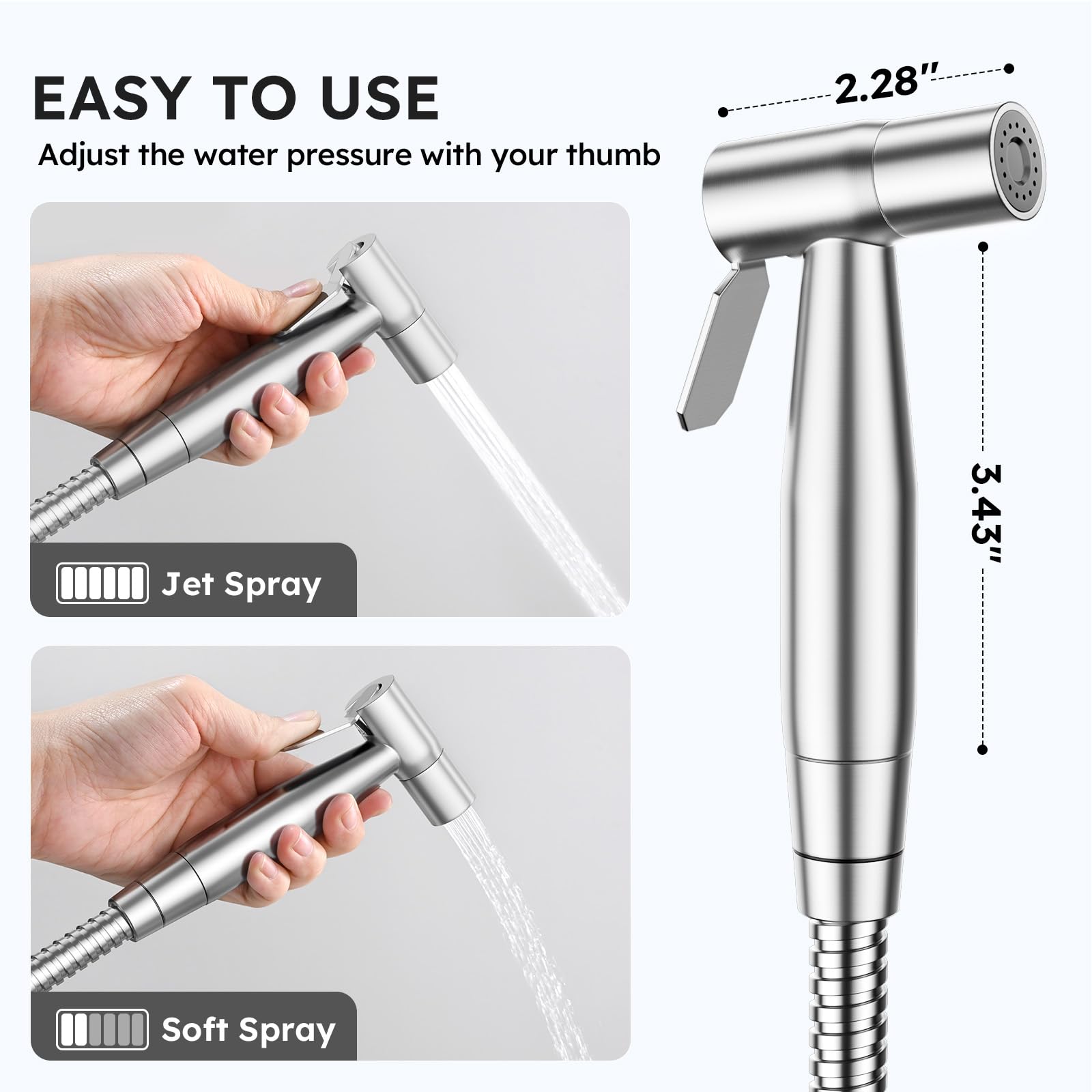 Arofa Handheld Bidet Sprayer for Toilet-Adjustable Water Pressure Control with Bidet Hose for Feminine Wash, Stainless Steel Brushed Nickel Cloth Diaper Bidet Toilet Sprayer for Baby Wash 🍁 All In One Marketplace Canada
