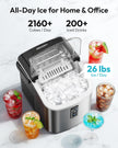 EUHOMY Ice Maker Countertop, 9 Cubes Ready in 6 Mins, 26lbs/24H, Self-Cleaning, Portable Ice Maker Machine with Carry Handle, Basket and Scoop, 2 Sizes of Bullet Ice for Home, Kitchen, Office 🍁 All In One Marketplace Canada