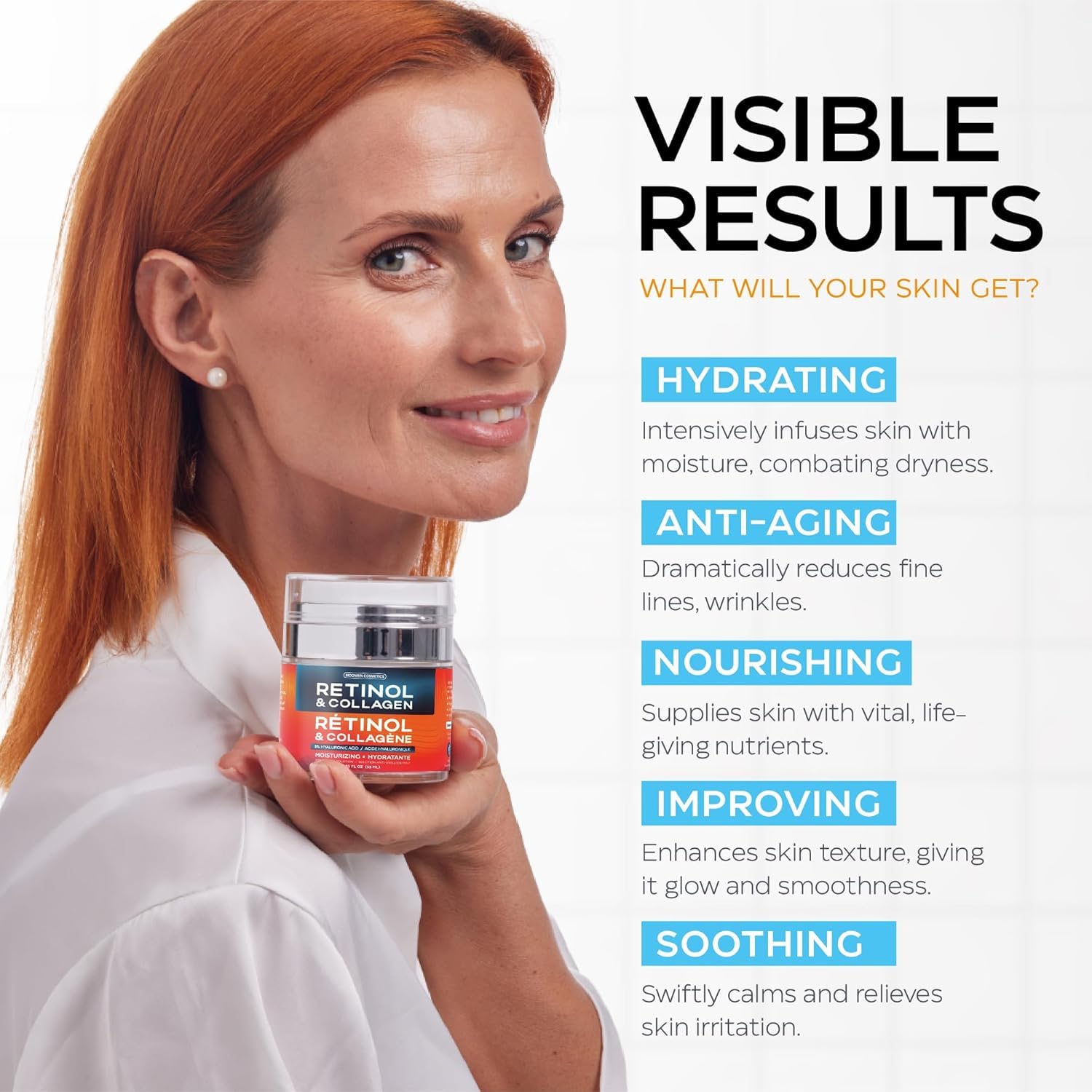 Retinol Cream for Face with Hyaluronic Acid, Collagen Day & Night Moisturizer for Women and Men, Age Solution Cream, 1.85 Oz 🍁 All In One Marketplace Canada
