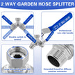 Garden Hose Splitter 2 Way, 304 Stainless Steel Heavy Duty Water Hose Splitter with Long Handle, 3/4