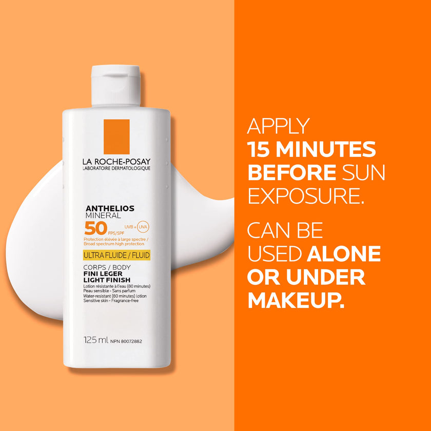 La Roche-Posay Anthelios Mineral Body Sunscreen, Gentle Lotion Broad Spectrum SPF 50, Face and Body Sunscreen with Titanium Dioxide, Water Resistant, Fragrance Free, 125mL 🍁 All In One Marketplace Canada