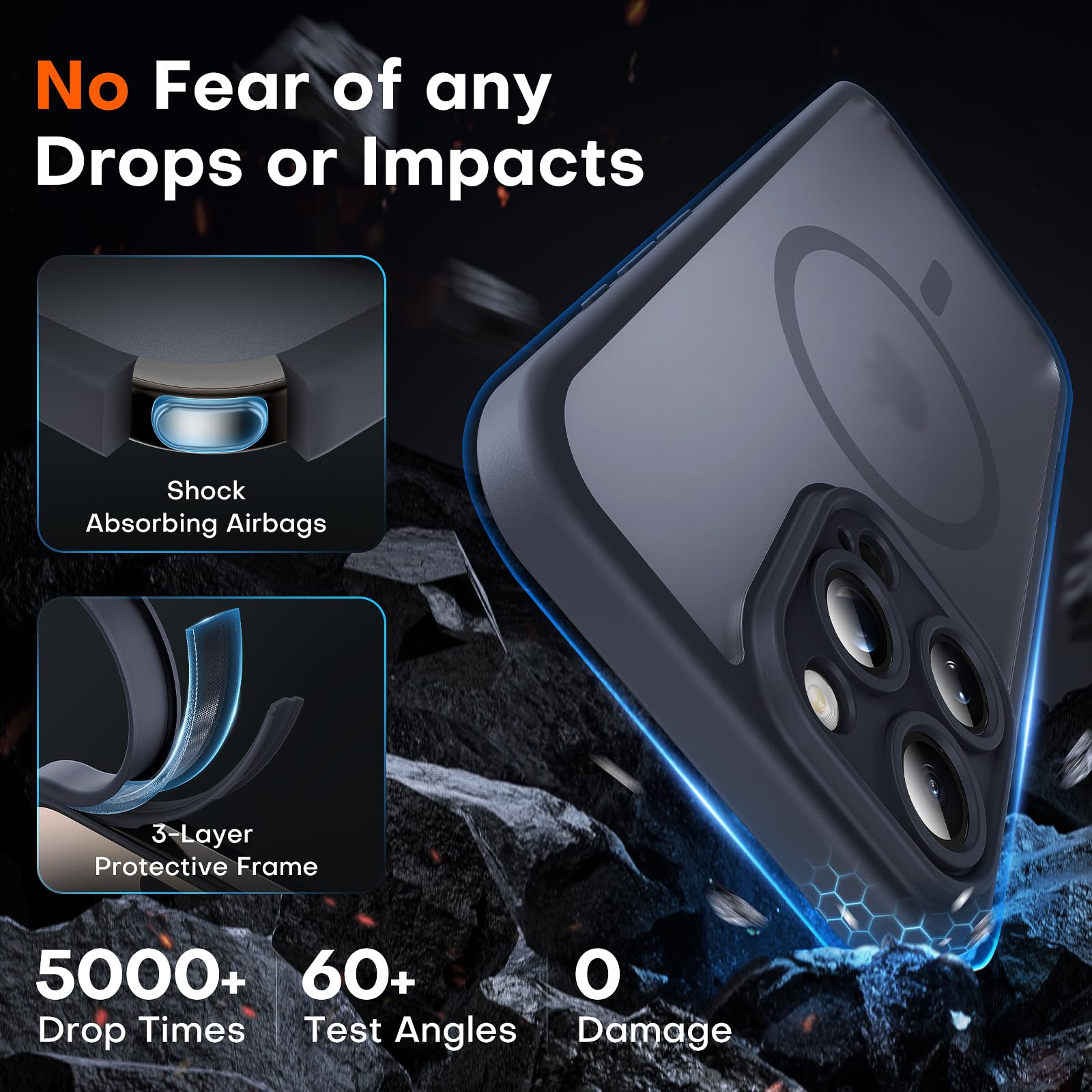 TOCOL Magnetic for iPhone 16 Pro Max Case, Upgraded Full Camera Protection, Fit for MagSafe, Rugged Phone Case for iPhone 16 Pro Max 6.9 Inch, Drop Protection, Anti-Scratch, Black 🍁 All In One Marketplace Canada