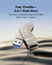 Lexar D40E 64GB Dual USB 3.2 Gen 1 Type-C Jump Drive, USB-C Flash Metal Housing Swivel Design Thumb Drive (Champagne Silver) 🍁 All In One Marketplace Canada