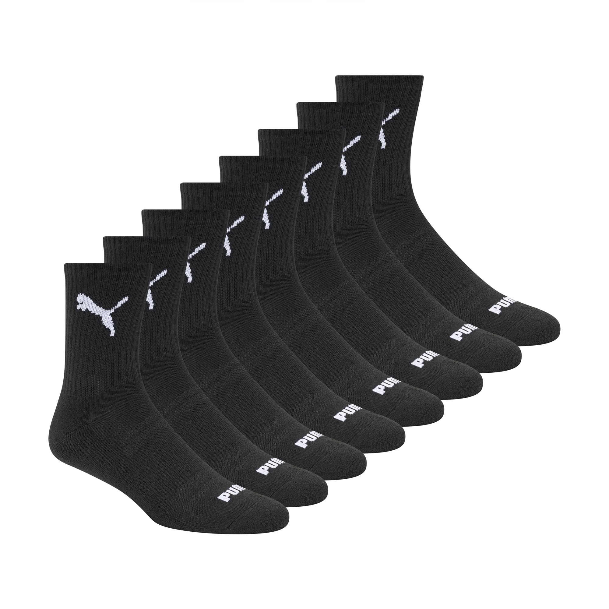 PUMA Men's 8 Pack Athletic Cushioned High Quarter Crew Socks, Black/White, 10-13 🍁 All In One Marketplace Canada