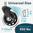 Lifelong Office Chair Wheels Replacement Rubber Chair Casters for Hardwood Floors and Carpet, Set of 5, Heavy Duty Casters for Chairs to Replace Office Chair Mats - Fits 98% 🍁 All In One Marketplace Canada