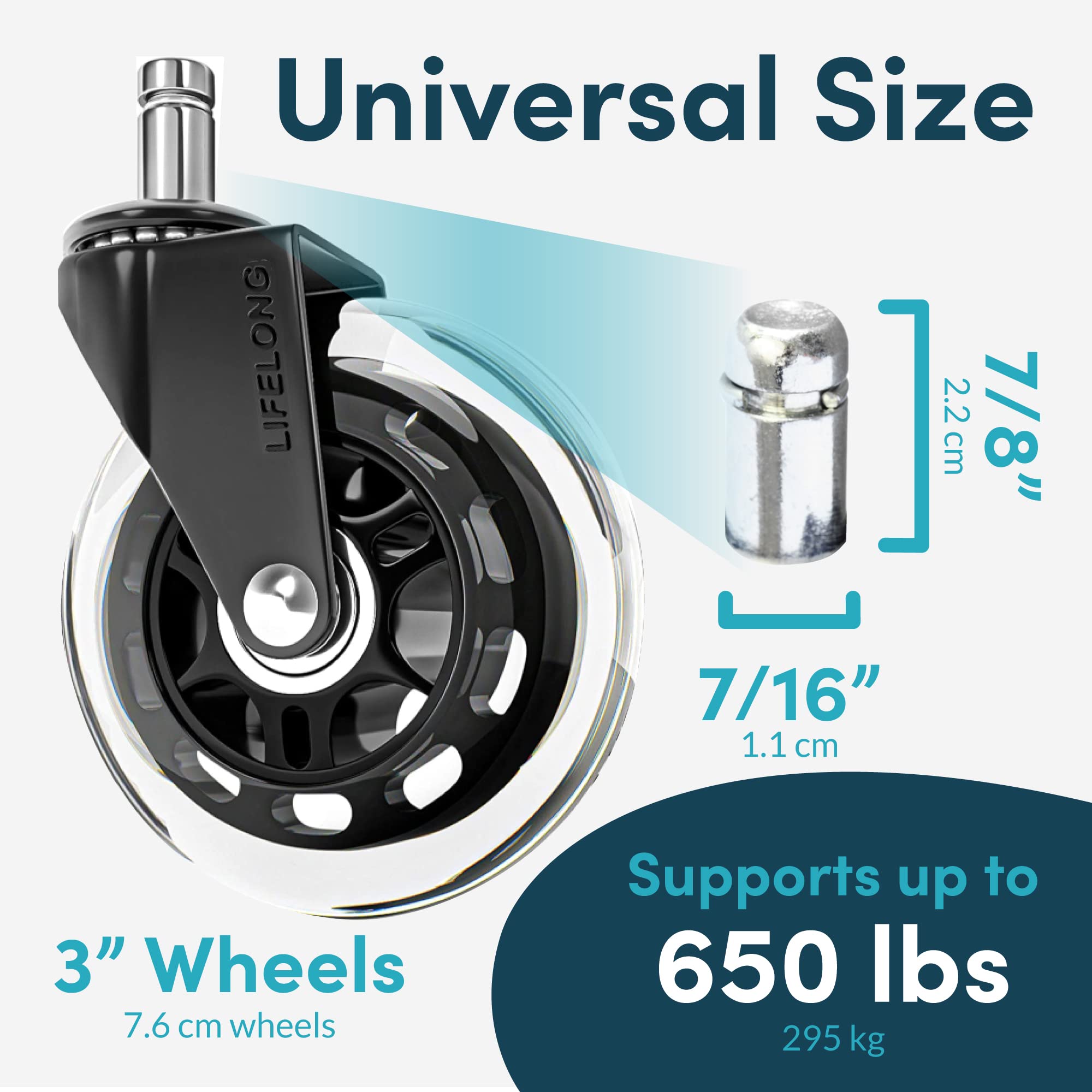 Lifelong Office Chair Wheels Replacement Rubber Chair Casters for Hardwood Floors and Carpet, Set of 5, Heavy Duty Casters for Chairs to Replace Office Chair Mats - Fits 98% 🍁 All In One Marketplace Canada
