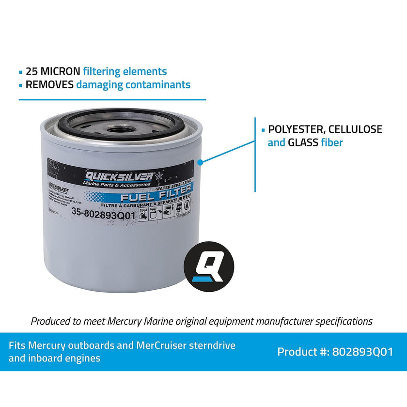 Quicksilver 802893Q01 Water Separating Fuel Filter - Mercury and Mariner Outboards and MerCruiser Stern Drive and Inboard Engines 🍁 All In One Marketplace Canada
